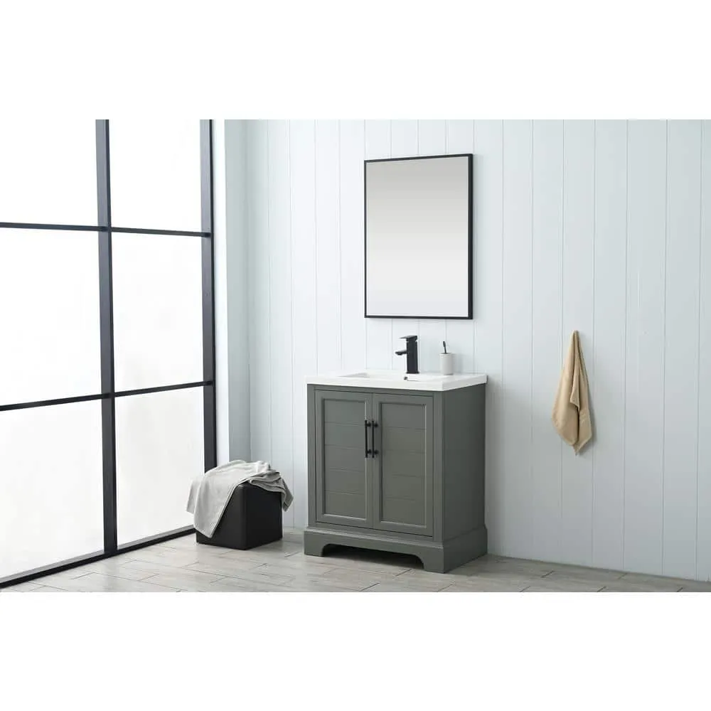 Vanity Art Vannes 30 in. W x 18 in. D x 34.5 in. H Single Sink Bathroom Vanity in Vintage Green with Ceramic Top, photo 2 of 12