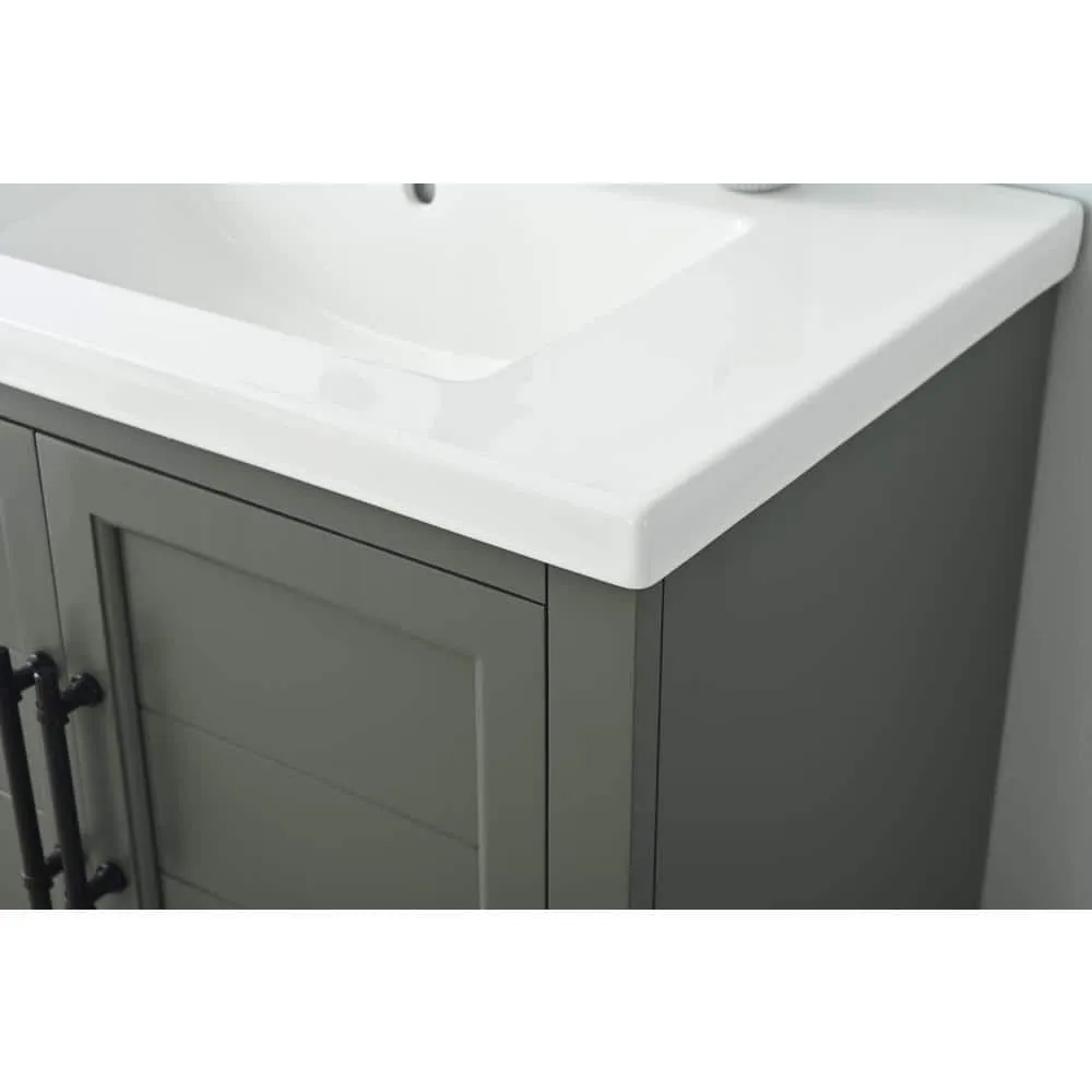 Vanity Art Vannes 30 in. W x 18 in. D x 34.5 in. H Single Sink Bathroom Vanity in Vintage Green with Ceramic Top, photo 10 of 12
