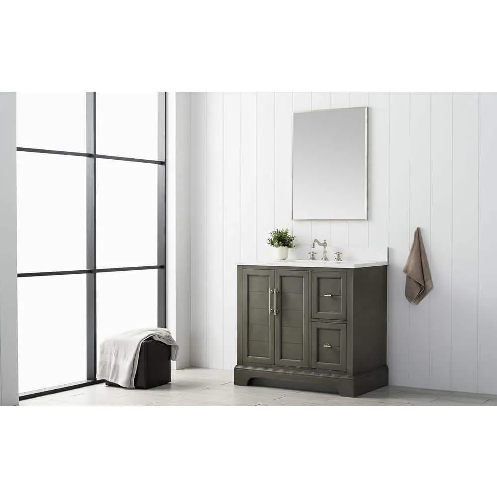 Vanity Art Chambery 36 in. W x 22 in. D x 34.5 in. H Bathroom Vanity in Silver Grey with Engineered Marble Top, photo 11 of 11
