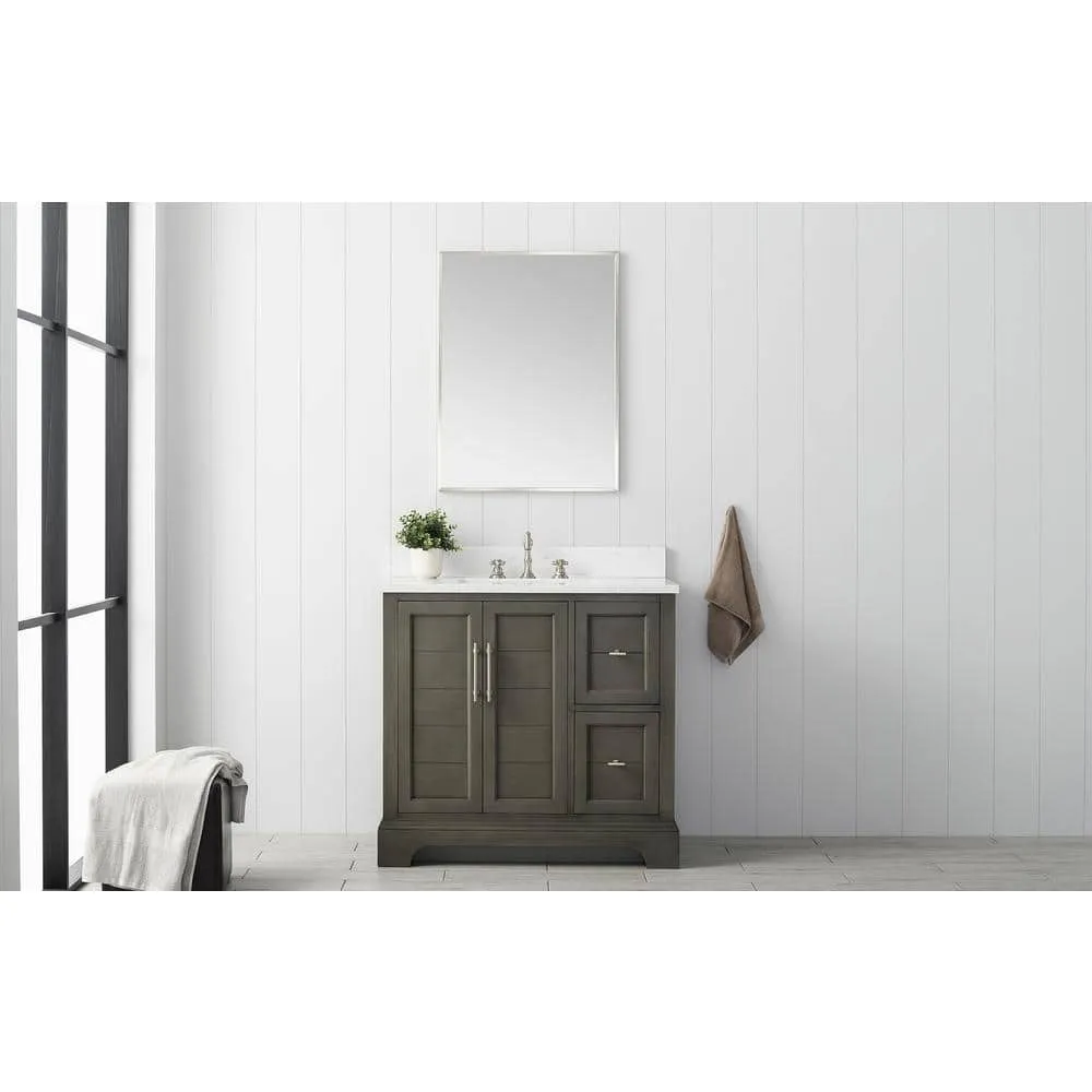 Vanity Art Chambery 36 in. W x 22 in. D x 34.5 in. H Bathroom Vanity in Silver Grey with Engineered Marble Top, photo 8 of 11