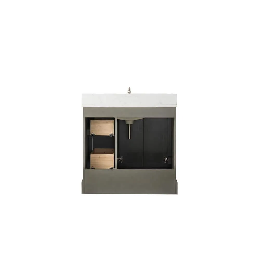 Vanity Art Chambery 36 in. W x 22 in. D x 34.5 in. H Bathroom Vanity in Silver Grey with Engineered Marble Top, photo 4 of 11