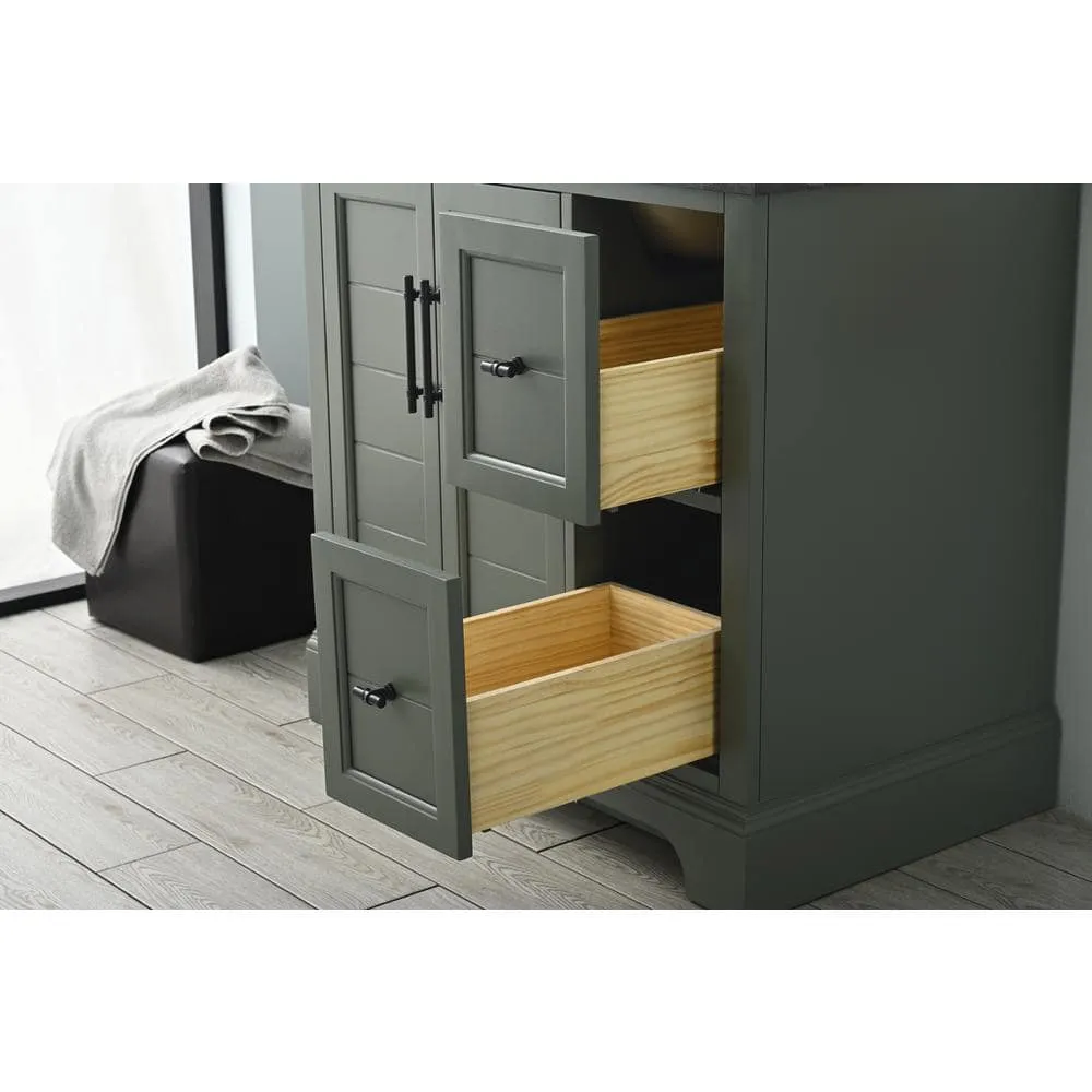 Vanity Art Chambery 36 in. W x 22 in. D x 34.5 in. H Single Sink Freestanding Bath Vanity in Vintage Green with Stone Top in Black, photo 11 of 12