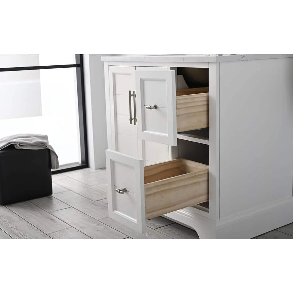 Vanity Art Chambery 36 in. W x 22 in. D x 34.5 in. H Bathroom Vanity in White with Engineered Marble Top, photo 8 of 9