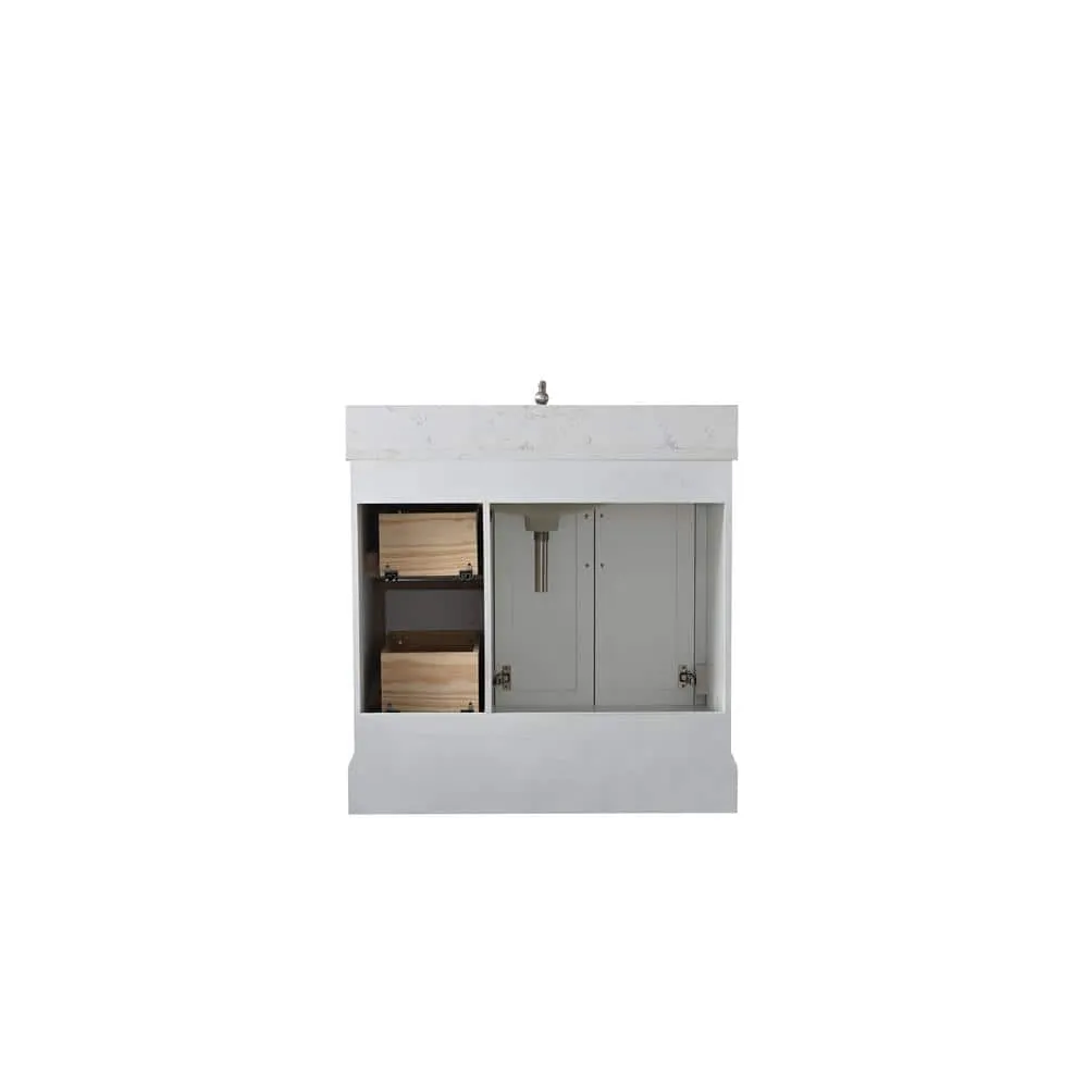 Vanity Art Chambery 36 in. W x 22 in. D x 34.5 in. H Bathroom Vanity in White with Engineered Marble Top, photo 5 of 9