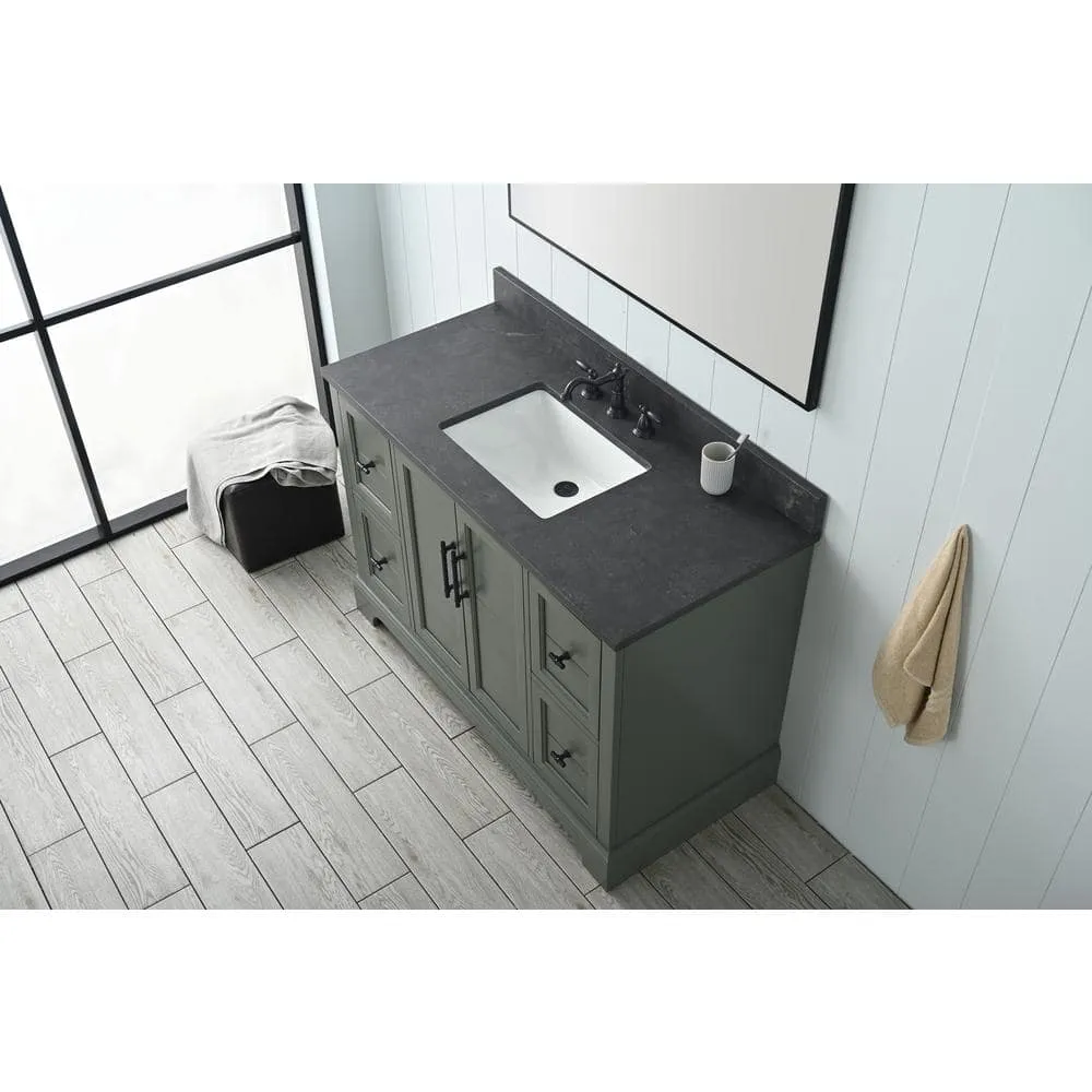 Vanity Art Chambery 48 in. W x 22 in. D x 34.5 in. H Single Sink Freestanding Bath Vanity in Vintage Green with Stone Top in Black, photo 11 of 11