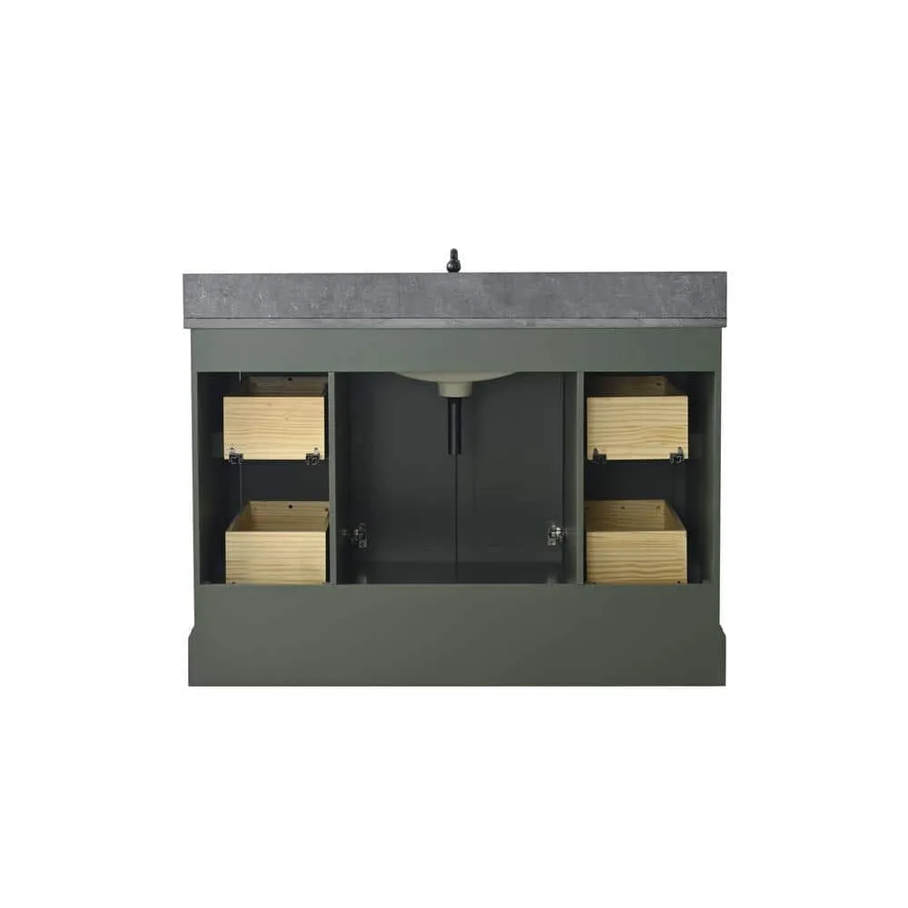 Vanity Art Chambery 48 in. W x 22 in. D x 34.5 in. H Single Sink Freestanding Bath Vanity in Vintage Green with Stone Top in Black, photo 10 of 11