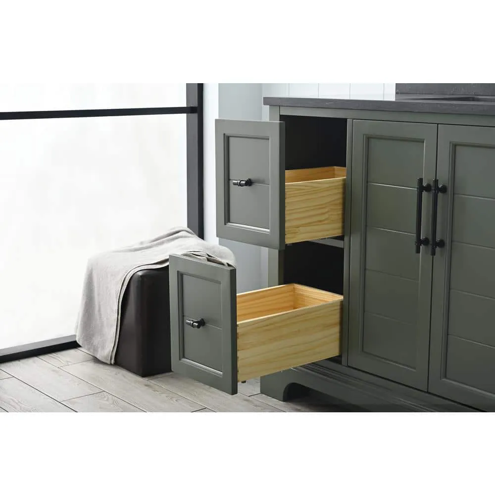 Vanity Art Chambery 48 in. W x 22 in. D x 34.5 in. H Single Sink Freestanding Bath Vanity in Vintage Green with Stone Top in Black, photo 9 of 11