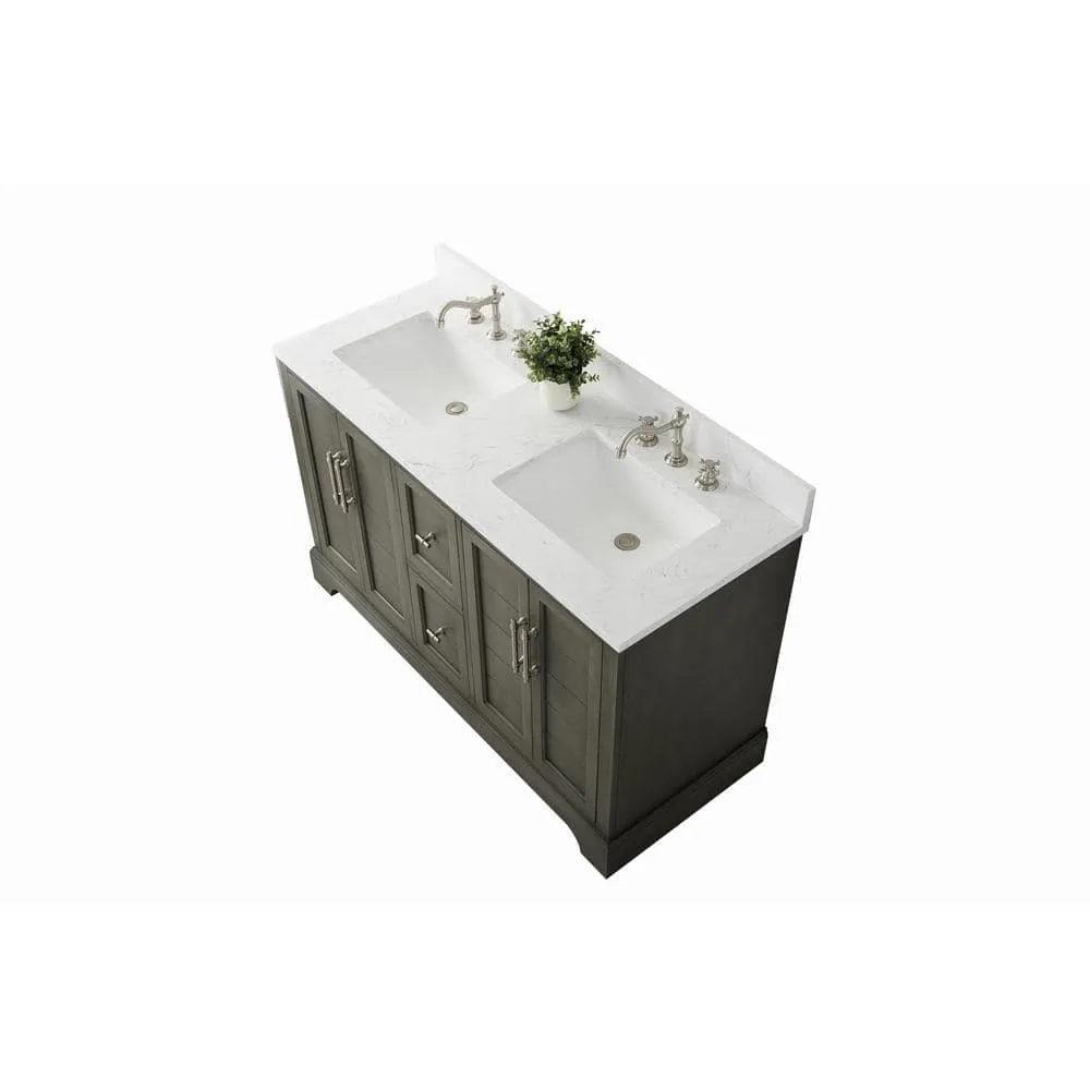 Vanity Art Chambery 54 in. W x 22 in. D x 34.5 in. H Bathroom Vanity in Silver Grey with Engineered Marble Top, photo 3 of 9
