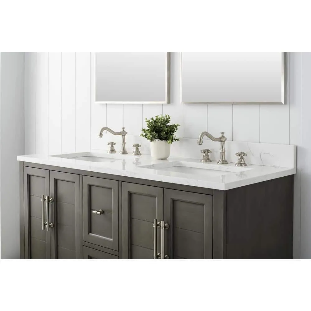 Vanity Art Chambery 54 in. W x 22 in. D x 34.5 in. H Bathroom Vanity in Silver Grey with Engineered Marble Top, photo 6 of 9