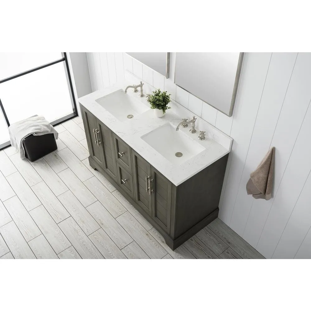 Vanity Art Chambery 54 in. W x 22 in. D x 34.5 in. H Bathroom Vanity in Silver Grey with Engineered Marble Top, photo 2 of 9