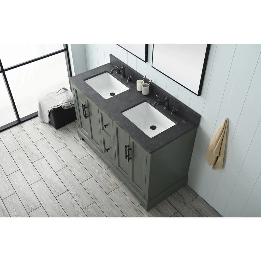 Vanity Art Chambery 54 in. W x 22 in. D x 34.5 in. H Double Sink Freestanding BathVanity in Vintage Green with Stone Top, photo 12 of 12
