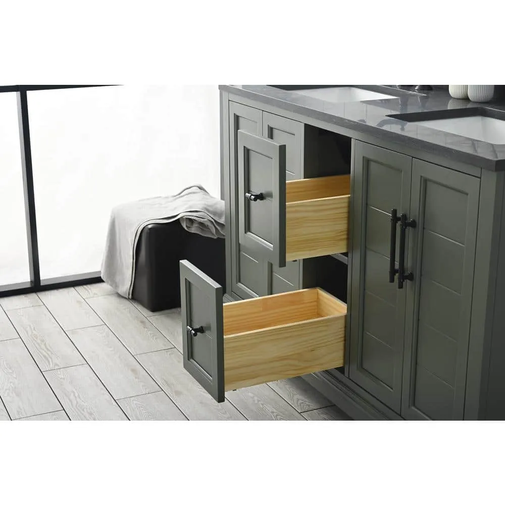 Vanity Art Chambery 54 in. W x 22 in. D x 34.5 in. H Double Sink Freestanding BathVanity in Vintage Green with Stone Top, photo 9 of 12