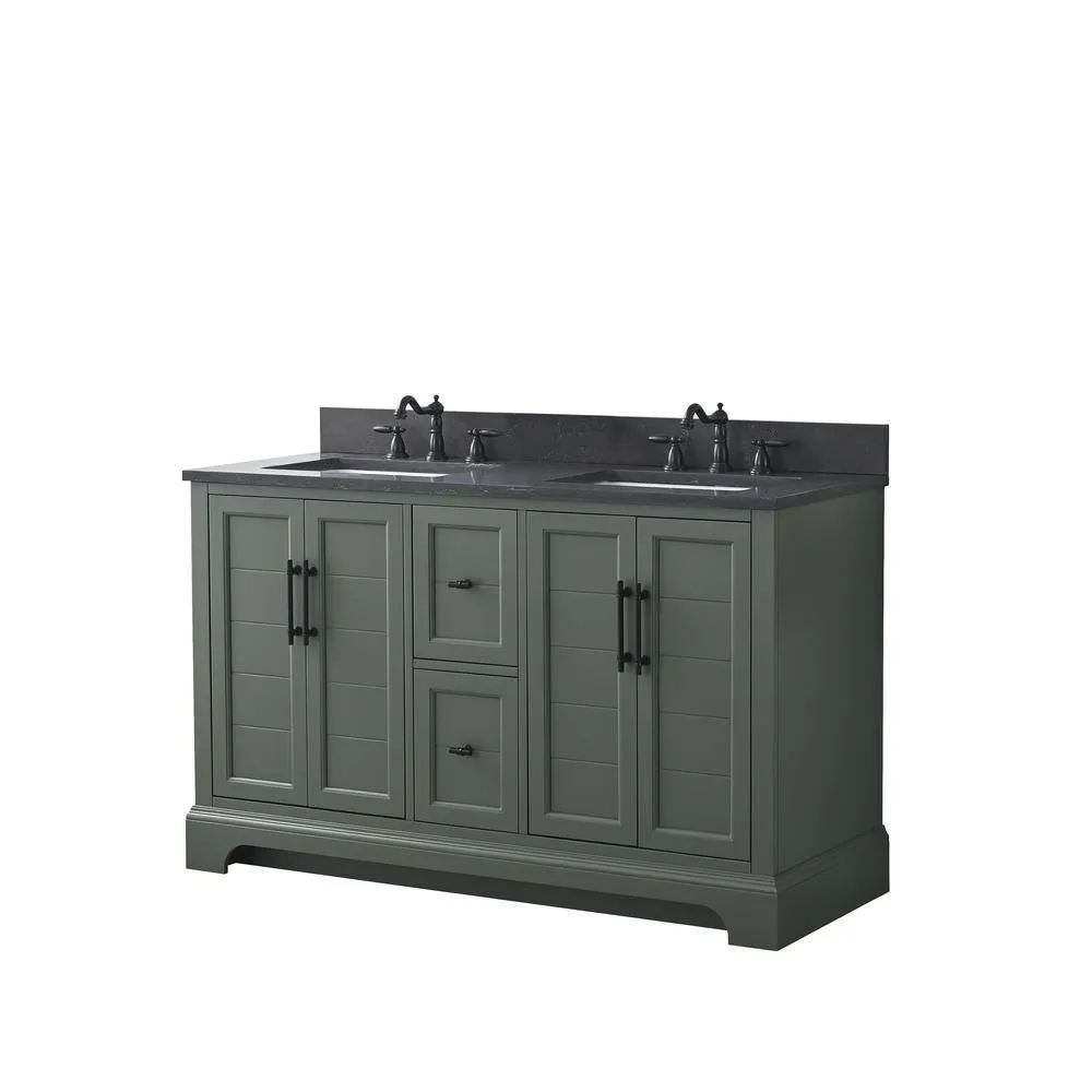 Vanity Art Chambery 54 in. W x 22 in. D x 34.5 in. H Double Sink Freestanding BathVanity in Vintage Green with Stone Top, photo 7 of 12