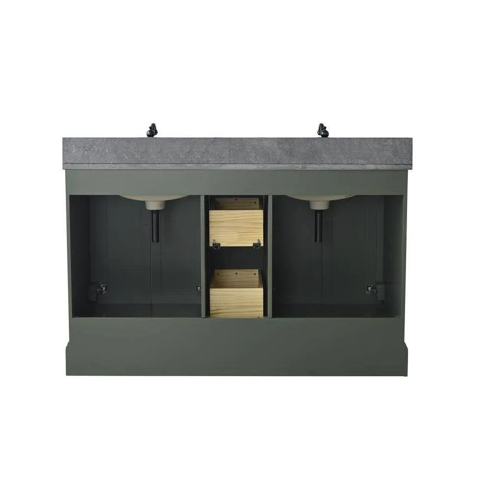 Vanity Art Chambery 54 in. W x 22 in. D x 34.5 in. H Double Sink Freestanding BathVanity in Vintage Green with Stone Top, photo 11 of 12