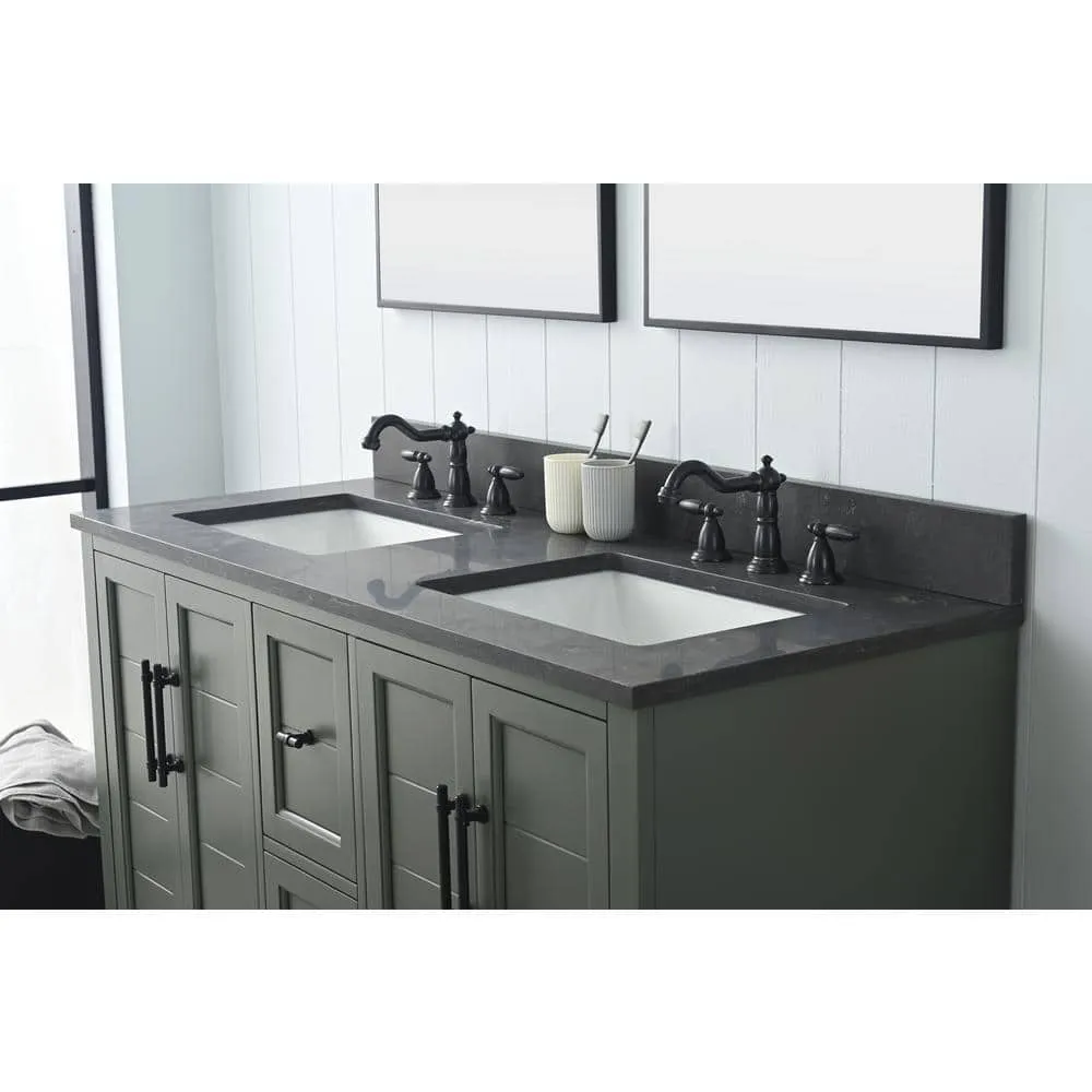 Vanity Art Chambery 54 in. W x 22 in. D x 34.5 in. H Double Sink Freestanding BathVanity in Vintage Green with Stone Top, photo 6 of 12