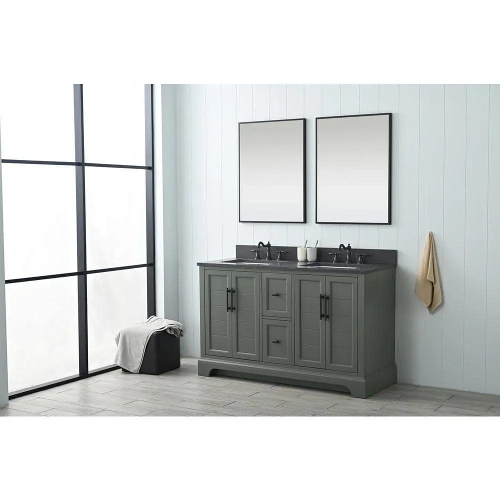 Vanity Art Chambery 54 in. W x 22 in. D x 34.5 in. H Double Sink Freestanding BathVanity in Vintage Green with Stone Top, photo 2 of 12