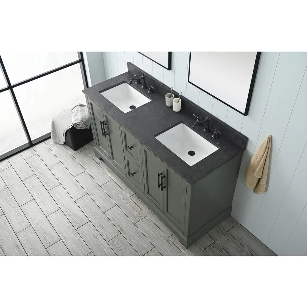 Vanity Art Chambery 60 in. W x 22 in. D x 34.5 in. H Double Sink Freestanding Bath Vanity in Vintage Green with Stone Top, photo 8 of 11
