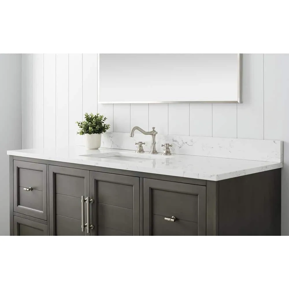 Vanity Art Chambery 60 in. W x 22 in. D x 34.5 in. H Bathroom Vanity in Silver Grey with Engineered Marble Top, photo 6 of 7