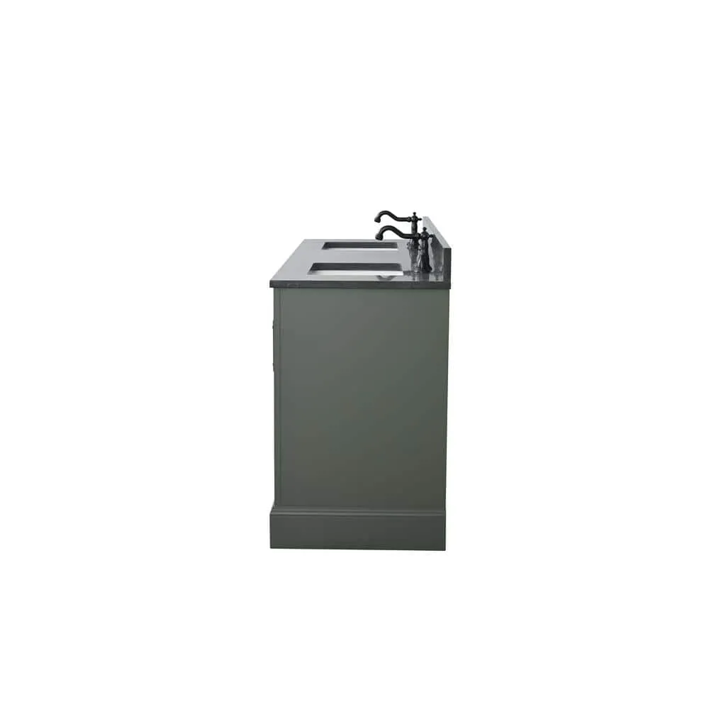 Vanity Art Chambery 72 in. W x 22 in. D x 34.5 in. H Double Sink Freestanding Bath Vanity in Vintage Green with Stone Top in Black, photo 9 of 11