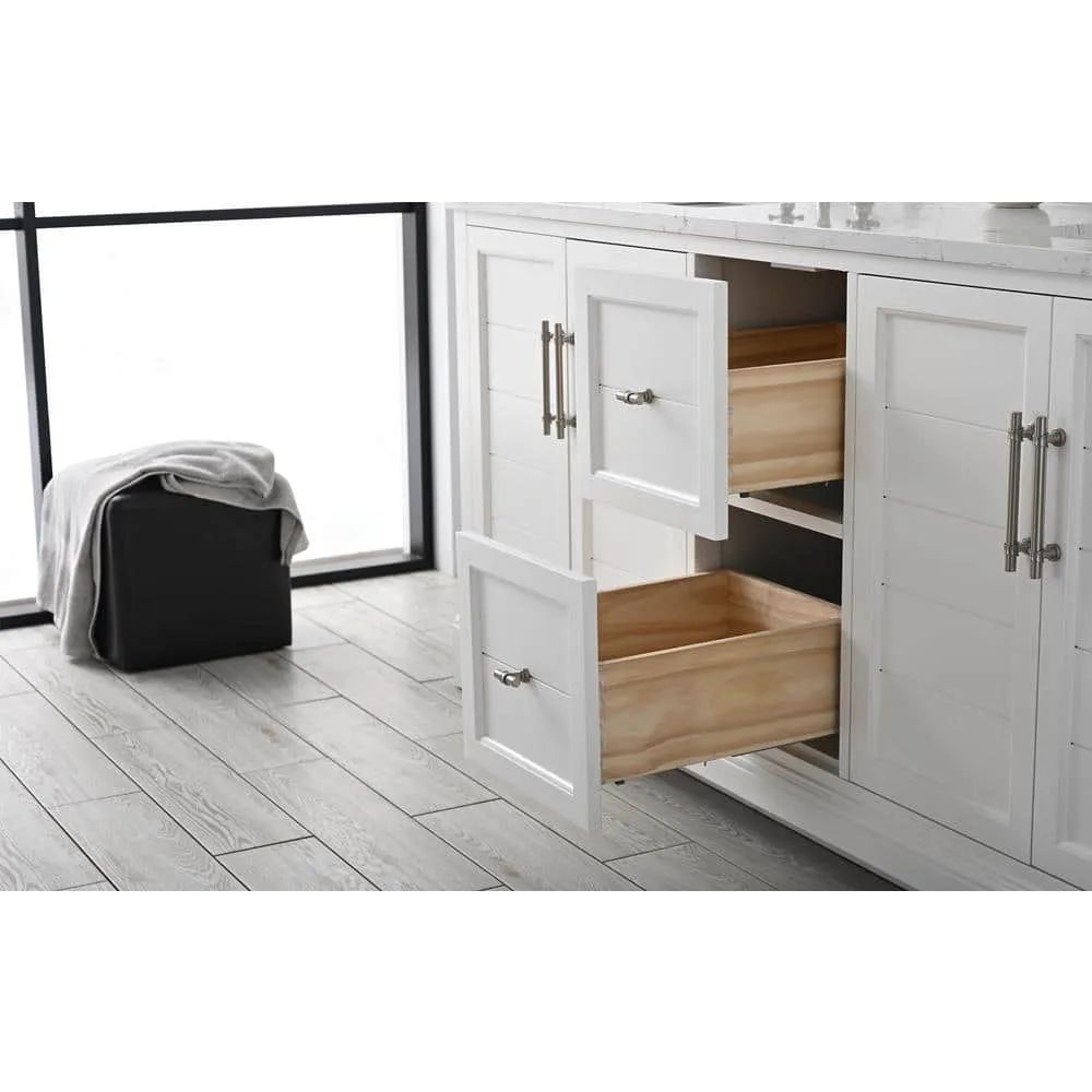 Vanity Art Chambery 72 in. W x 22 in. D x 34.5 in. H Bathroom Vanity in White with Engineered Marble Top, photo 7 of 9