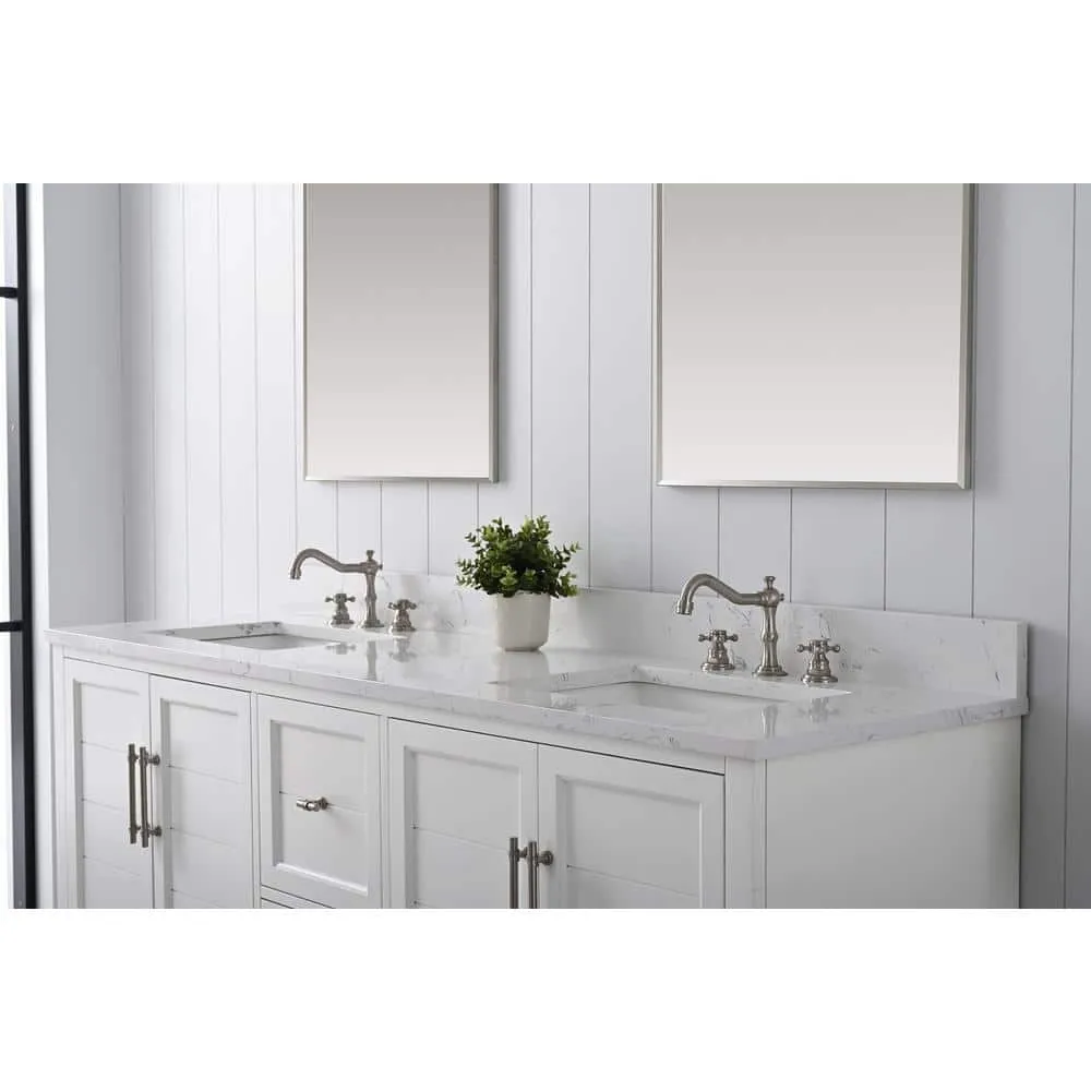 Vanity Art Chambery 72 in. W x 22 in. D x 34.5 in. H Bathroom Vanity in White with Engineered Marble Top, photo 4 of 9