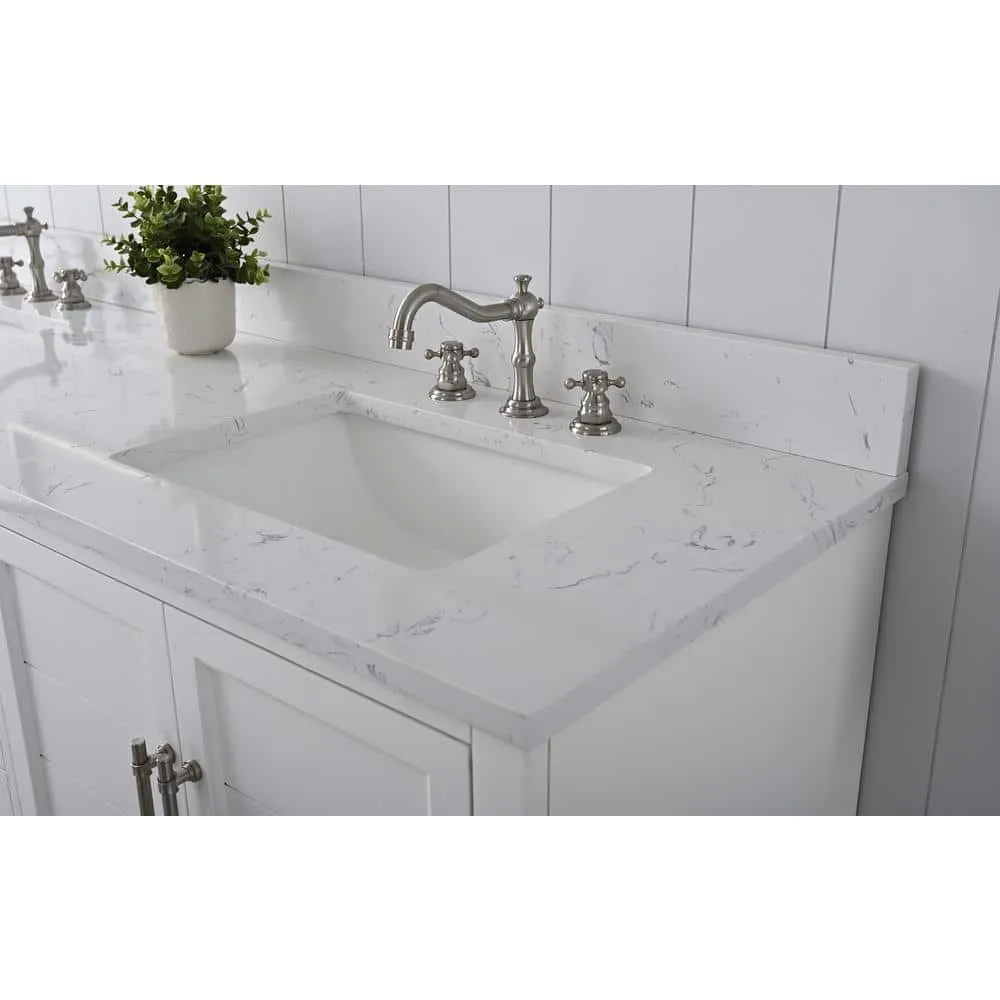 Vanity Art Chambery 72 in. W x 22 in. D x 34.5 in. H Bathroom Vanity in White with Engineered Marble Top, photo 2 of 9