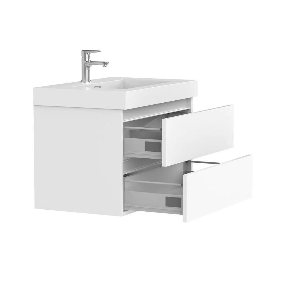 Vanity Art Annecy 24 in. W x 18.5 in. D x 20 in. H Bathroom Wall Hung Vanity in White with Single Basin Vanity Top in White Resin, photo 8 of 8