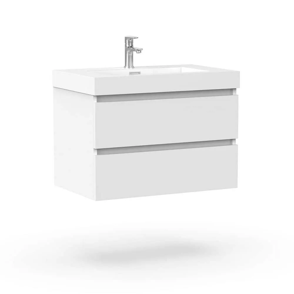 Vanity Art Annecy 24 in. W x 18.5 in. D x 20 in. H Bathroom Wall Hung Vanity in White with Single Basin Vanity Top in White Resin, photo 6 of 8