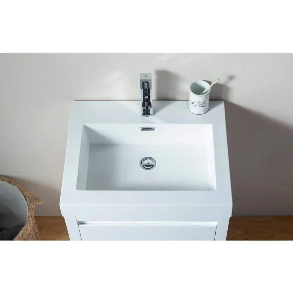 Vanity Art Annecy 24 in. W x 18.5 in. D x 32 in. H Bathroom Vanity in White with Single Basin Vanity Top in White Resin, photo 5 of 5
