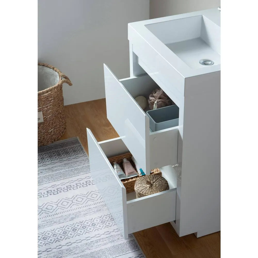 Vanity Art Annecy 24 in. W x 18.5 in. D x 32 in. H Bathroom Vanity in White with Single Basin Vanity Top in White Resin, photo 3 of 5