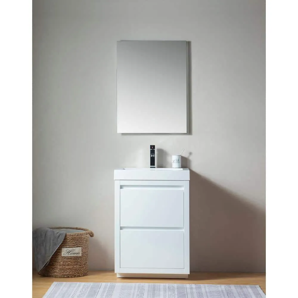 Vanity Art Annecy 24 in. W x 18.5 in. D x 32 in. H Bathroom Vanity in White with Single Basin Vanity Top in White Resin, photo 2 of 5