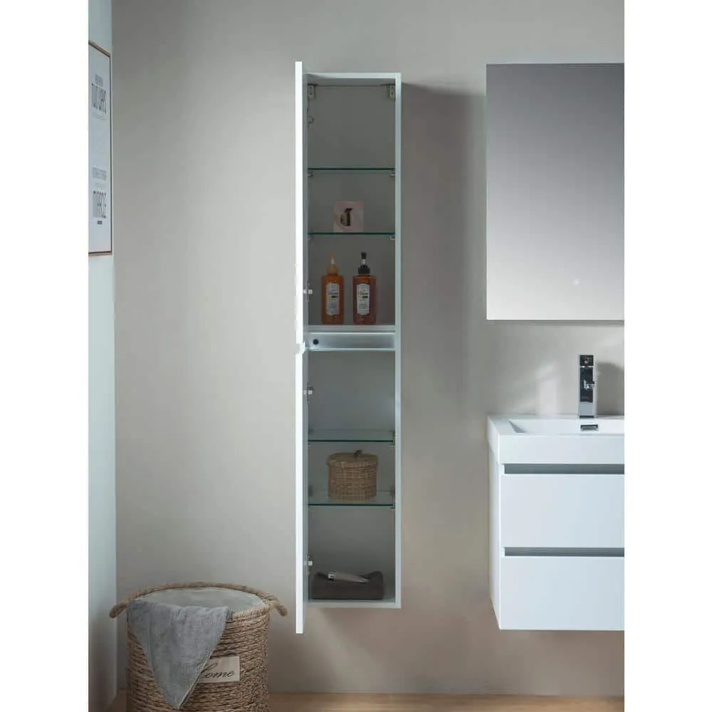 Vanity Art Annecy 24 in. W x 18.5 in. D x 20 in. H Bathroom Wall Hung LED Vanity in White w/ Single Basin Vanity Top in White Resin, photo 5 of 5