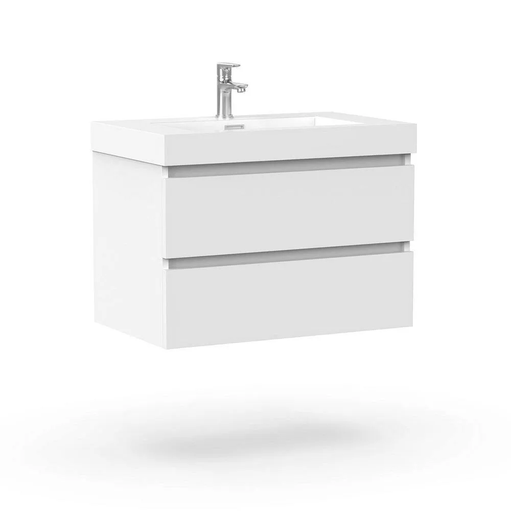 Vanity Art Annecy 30 in. W x 18.5 in. D x 20 in. H Bathroom Wall Hung Vanity in White with Single Basin Vanity Top in White Resin, photo 6 of 8