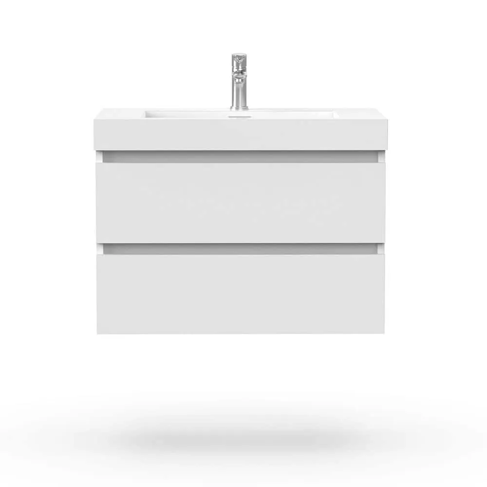 Vanity Art Annecy 30 in. W x 18.5 in. D x 20 in. H Bathroom Wall Hung Vanity in White with Single Basin Vanity Top in White Resin, photo 5 of 8