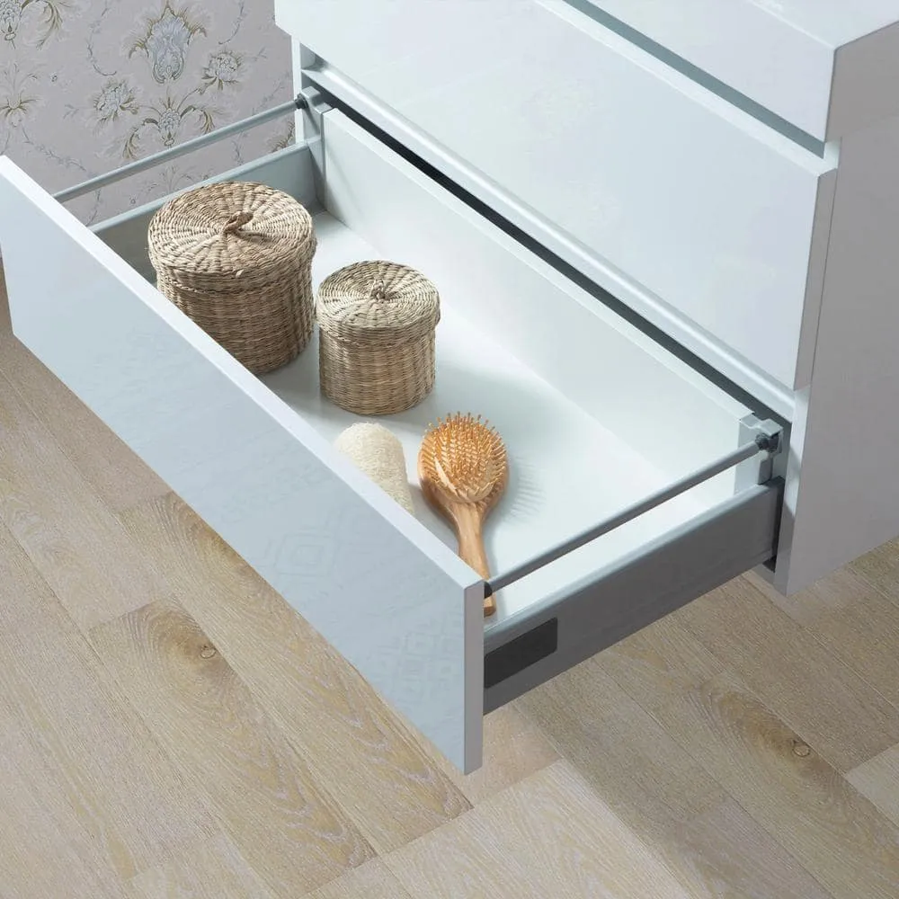 Vanity Art Annecy 30 in. W x 18.5 in. D x 20 in. H Bathroom Wall Hung LED Vanity in White w/ Single Basin Vanity Top in White Resin, photo 5 of 6