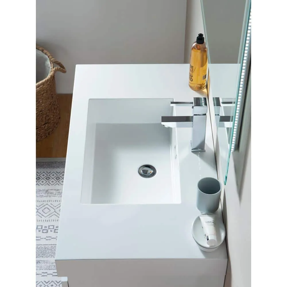 Vanity Art Annecy 36 in. W x 18.5 in. D x 20 in. H Bathroom Wall Hung LED Vanity in White with Single Basin Vanity Top in White Resin, photo 5 of 8