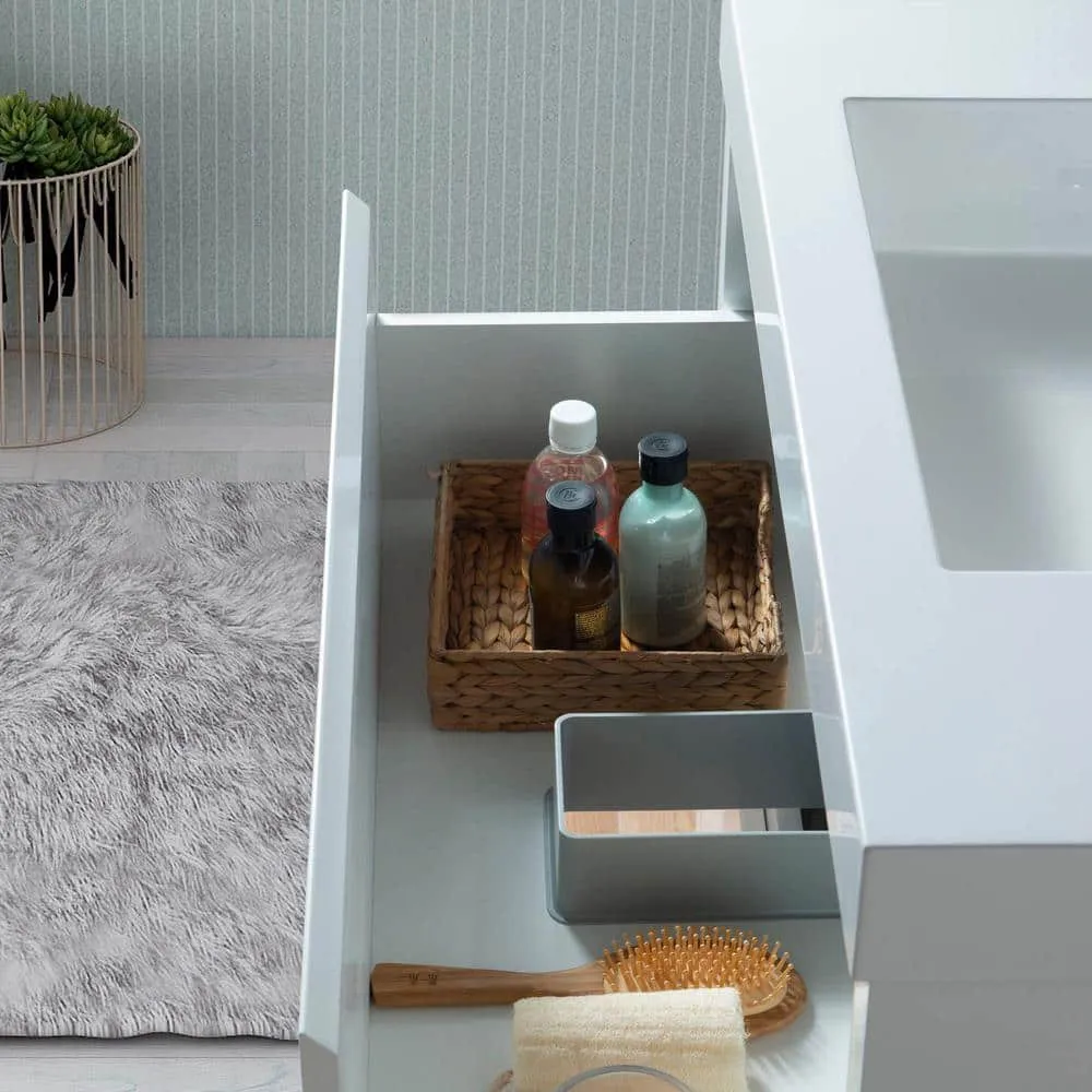 Vanity Art Annecy 36 in. W x 18.5 in. D x 20 in. H Bathroom Wall Hung LED Vanity in White with Single Basin Vanity Top in White Resin, photo 4 of 8