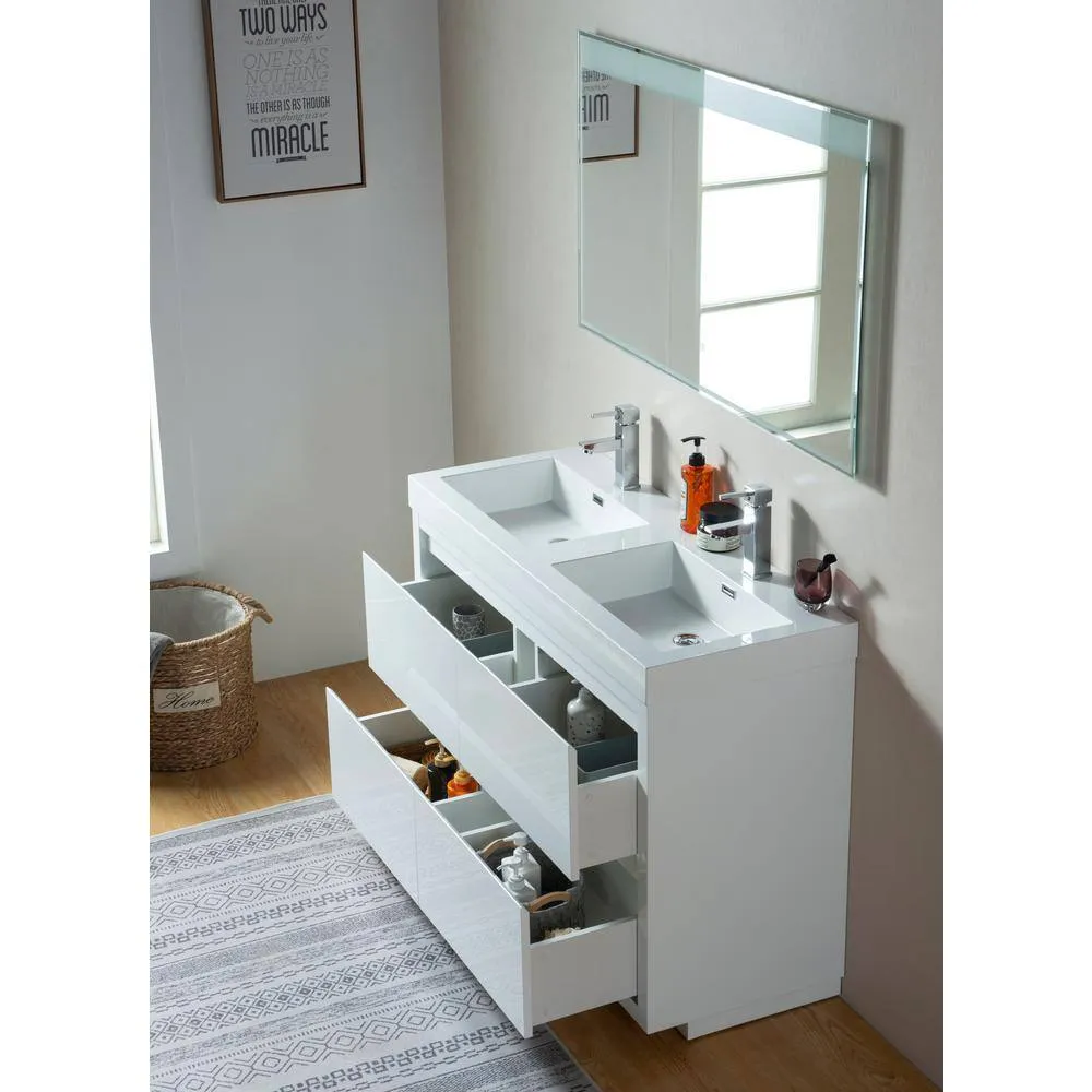Vanity Art Annecy 48 in. W x 18.5 in. D x 32 in. H Bathroom Vanity in White with Double Basin Top in White Resin, photo 3 of 6