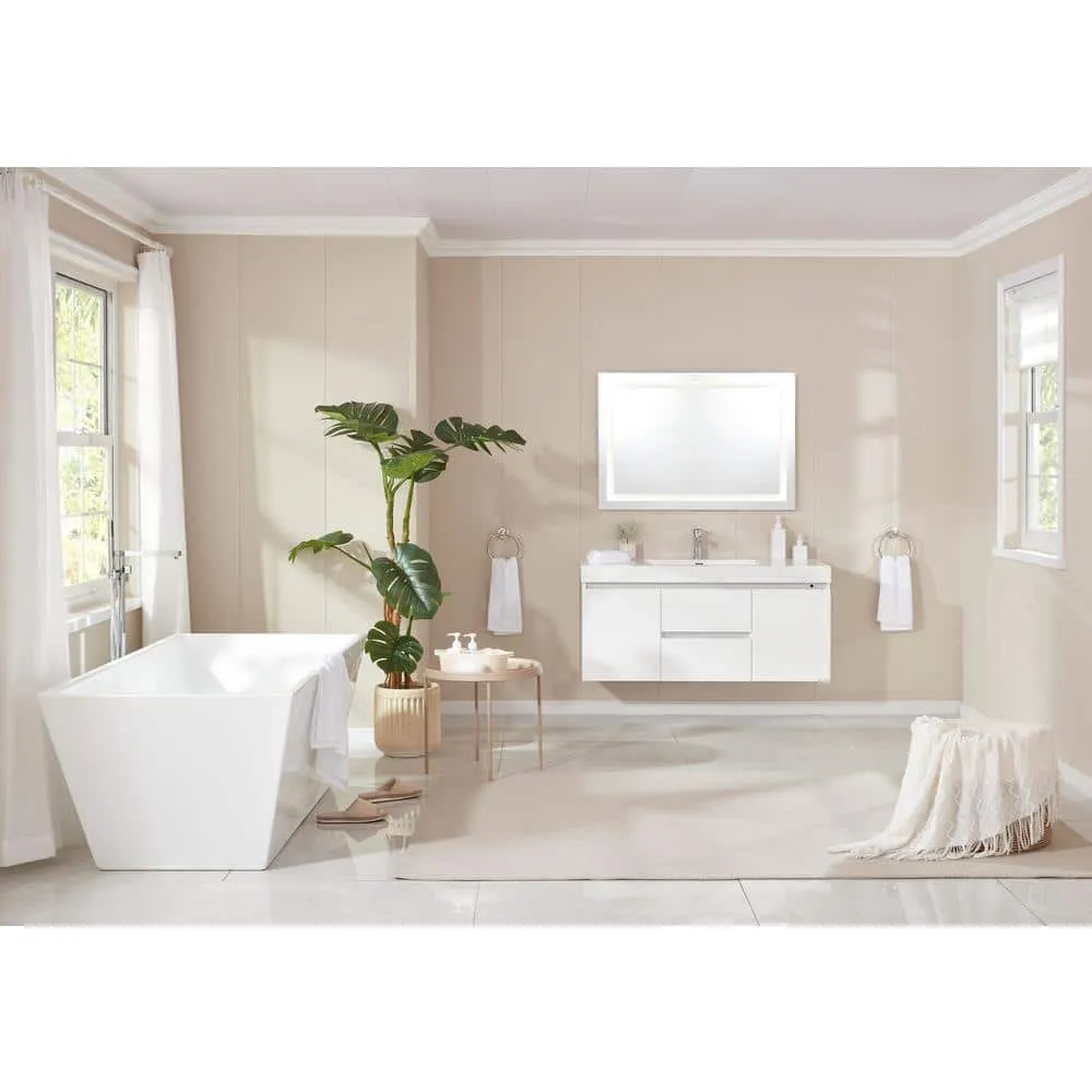 Vanity Art Annecy 48 in. W x 18.5 in. D x 20 in. H Bathroom Wall Hung LED Vanity in White w/ Single Basin Vanity Top in White Resin, photo 12 of 12