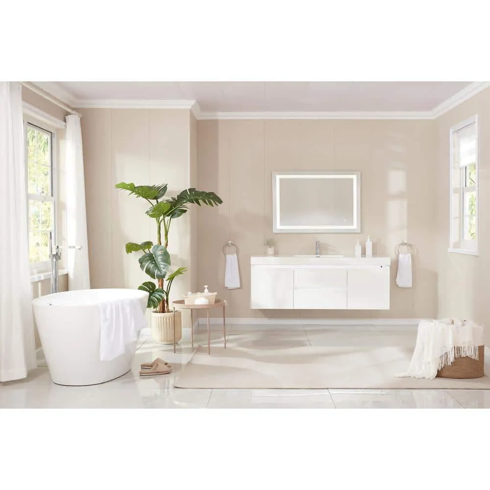 Vanity Art Annecy 60 in. W x 18.5 in. D x 20 in. H Bathroom Wall Hung LED Vanity in White w/ Single Basin Vanity Top in White Resin, photo 13 of 13