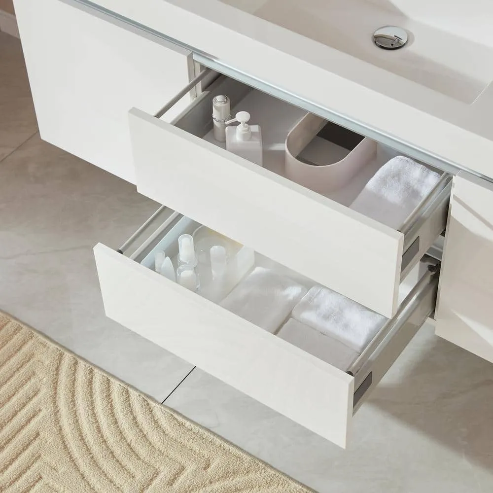 Vanity Art Annecy 60 in. W x 18.5 in. D x 20 in. H Bathroom Wall Hung LED Vanity in White w/ Single Basin Vanity Top in White Resin, photo 10 of 13