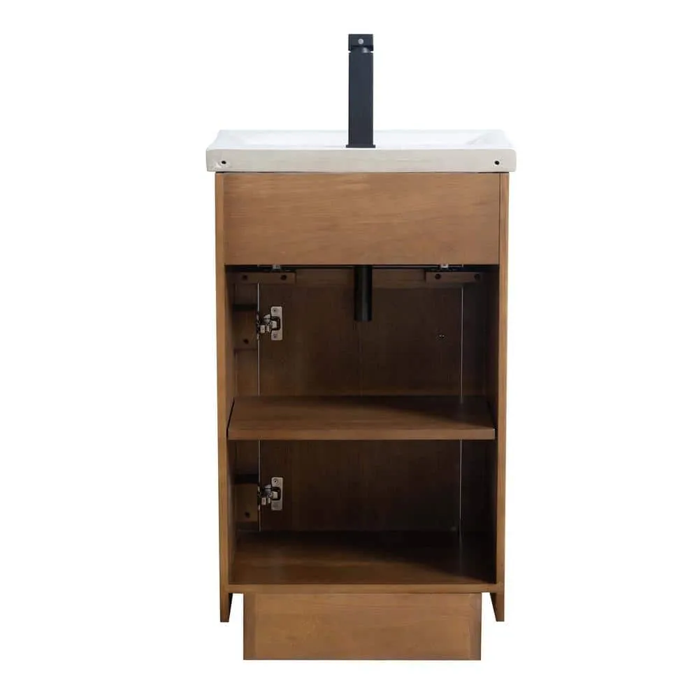 Vanity Art 20 in. W x 15.7 in. D x 34 in. H Single Sink Bathroom Vanity in Tan with Ceramic Top in White, photo 8 of 11