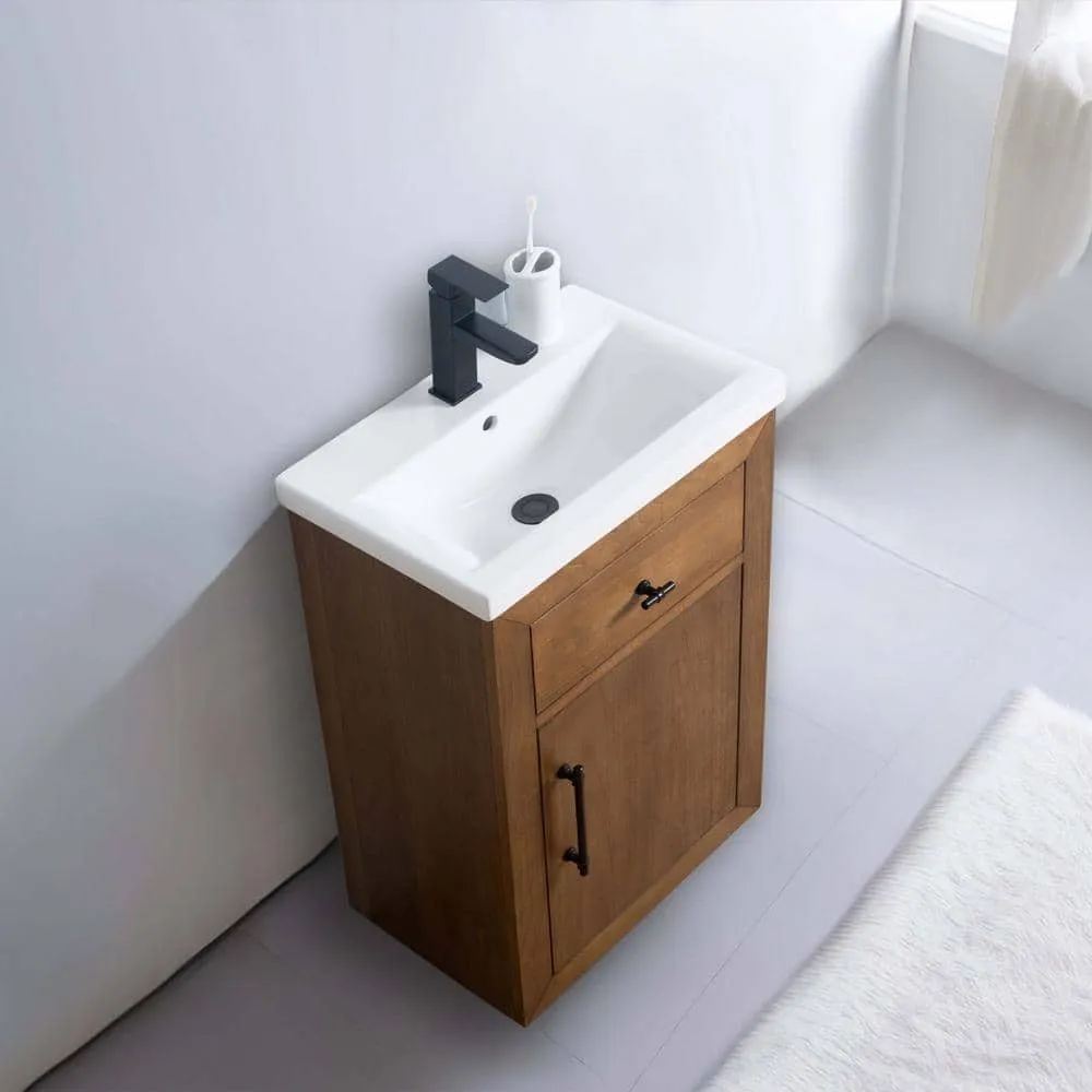 Vanity Art 20 in. W x 15.7 in. D x 34 in. H Single Sink Bathroom Vanity in Tan with Ceramic Top in White, photo 4 of 11