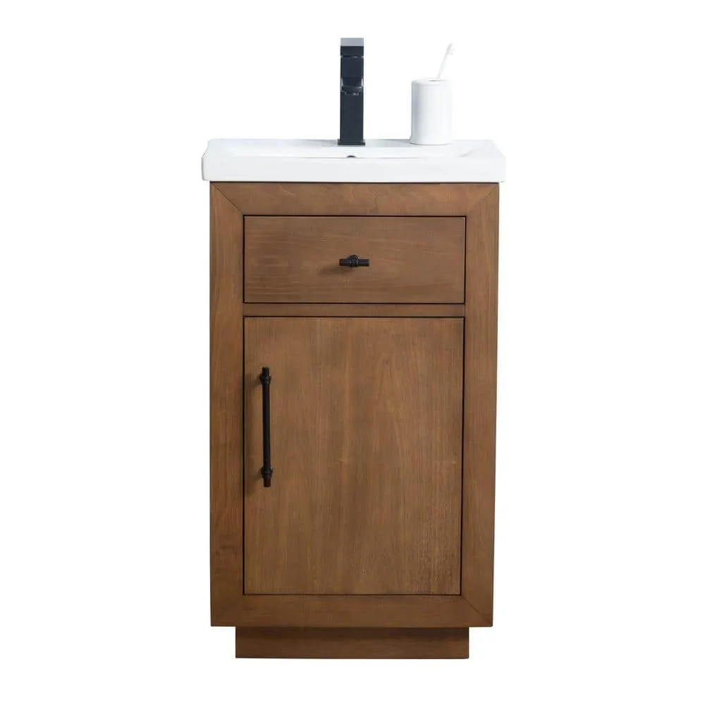 Vanity Art 20 in. W x 15.7 in. D x 34 in. H Single Sink Bathroom Vanity in Tan with Ceramic Top in White, photo 6 of 11