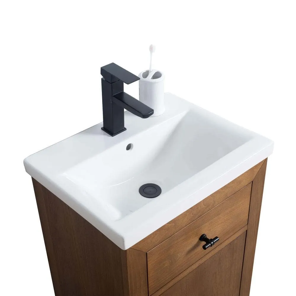 Vanity Art 20 in. W x 15.7 in. D x 34 in. H Single Sink Bathroom Vanity in Tan with Ceramic Top in White, photo 10 of 11