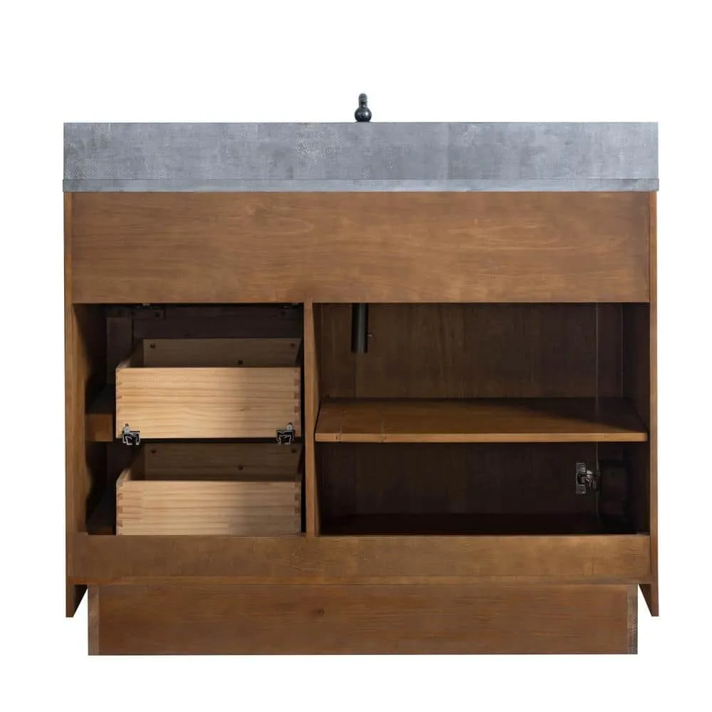 Vanity Art 42 in. W x 21.5 in. D x 34 in. H Single Sink Bathroom Vanity in Tan with Black Limestone Top, photo 8 of 11