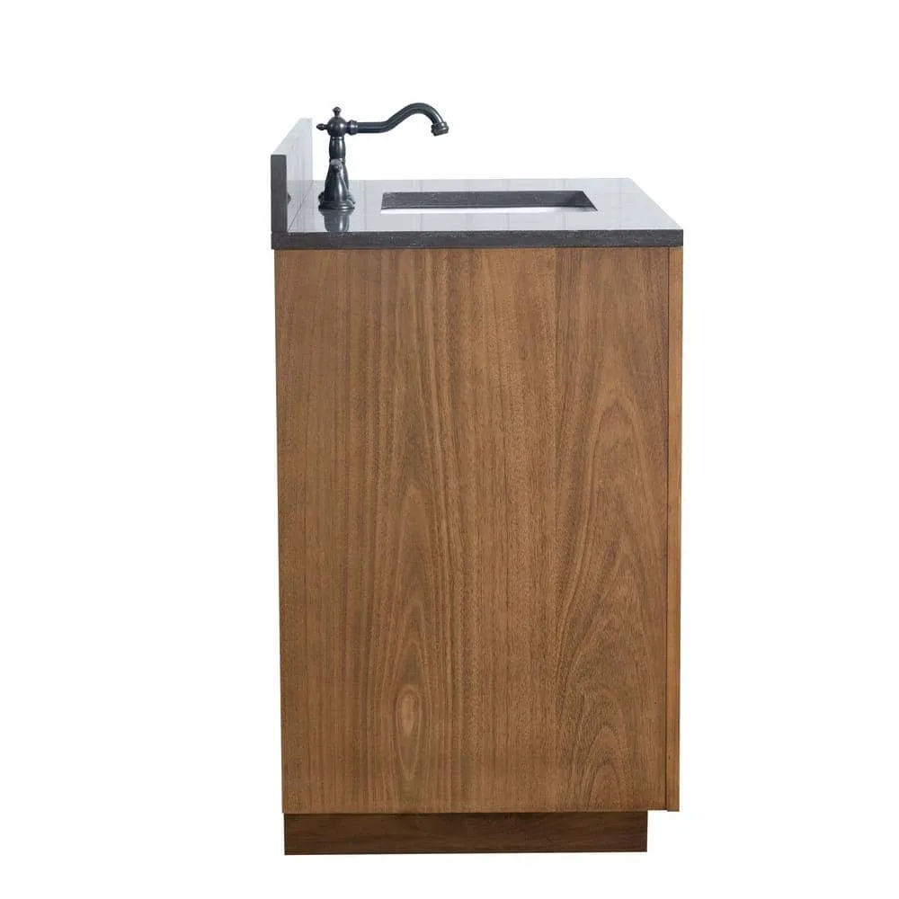 Vanity Art 42 in. W x 21.5 in. D x 34 in. H Single Sink Bathroom Vanity in Tan with Black Limestone Top, photo 7 of 11