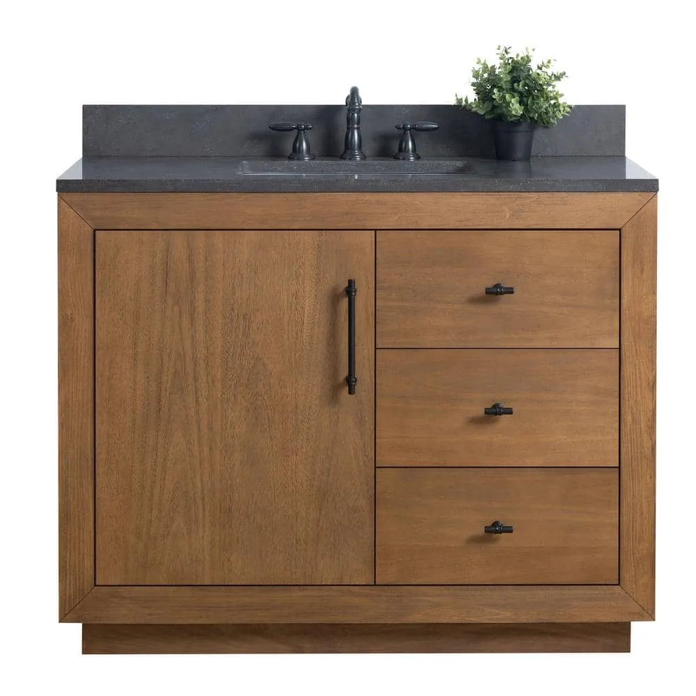 Vanity Art 42 in. W x 21.5 in. D x 34 in. H Single Sink Bathroom Vanity in Tan with Black Limestone Top, photo 6 of 11