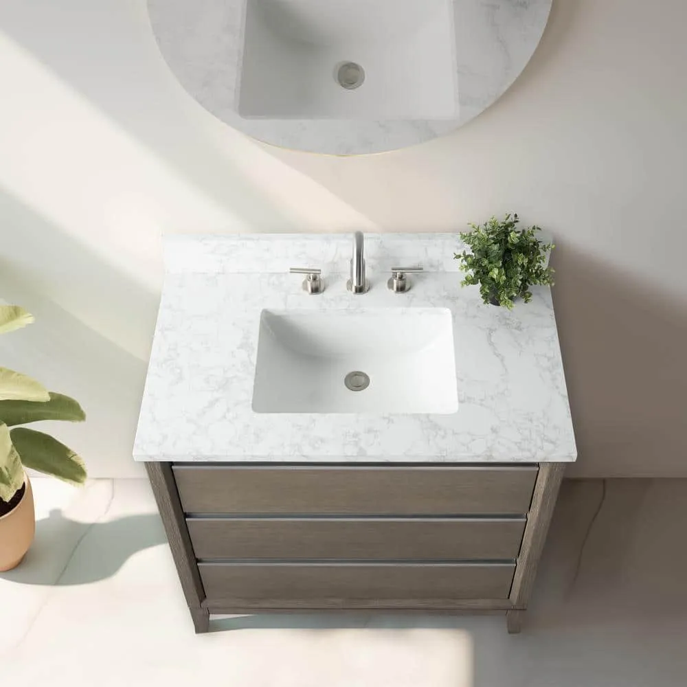 Vanity Art 36 in. W x 22 in. D x 34 in. H Single Sink Bathroom Vanity in Driftwood Gray with Engineered Marble Top, photo 5 of 10