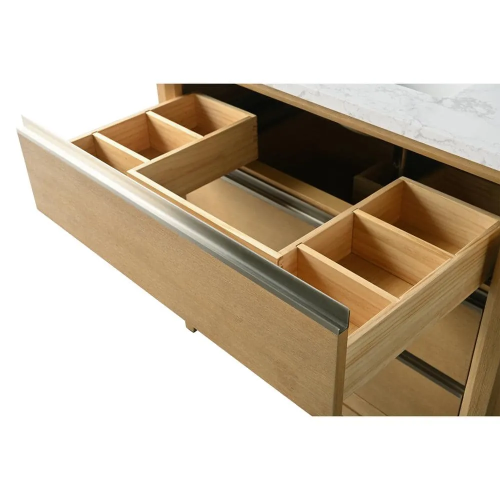 Vanity Art 36 in. W x 22 in. D x 34 in. H Single Sink Bathroom Vanity in Natural Oak with Engineered Marble Top, photo 10 of 11